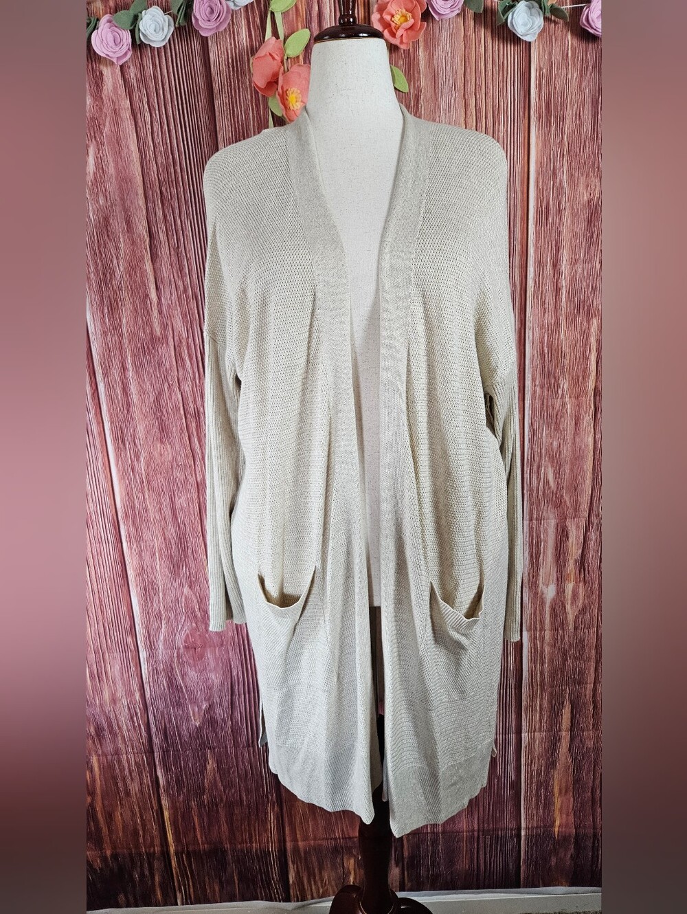 NWT a.n.a Longline Mixed Knit Open Cardigan Size XXL